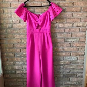 Tea n Cup Fuchsia Jumpsuit with Cutout Sleeves Small NWT